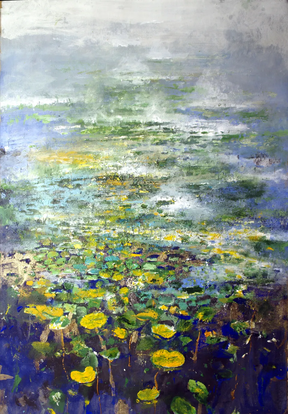 Francesco Santosuosso, Stagno, 2016, olio acrilici su carta, 100×70 cm
