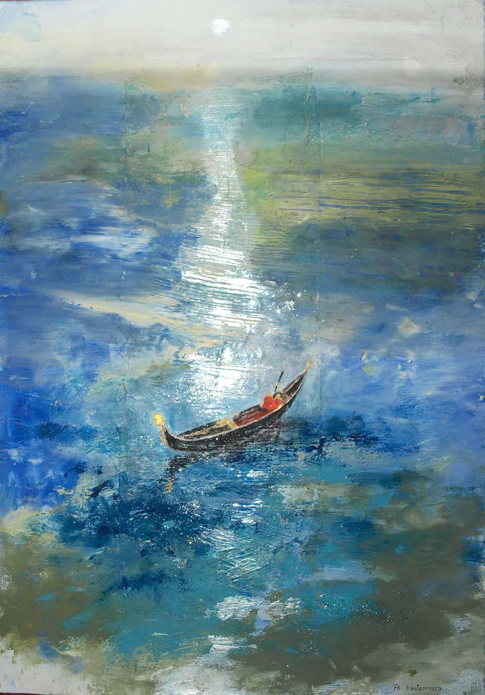 Francesco Santosuosso, Sul mare luccica, 2024, acrilico su carta, 35×50 cm