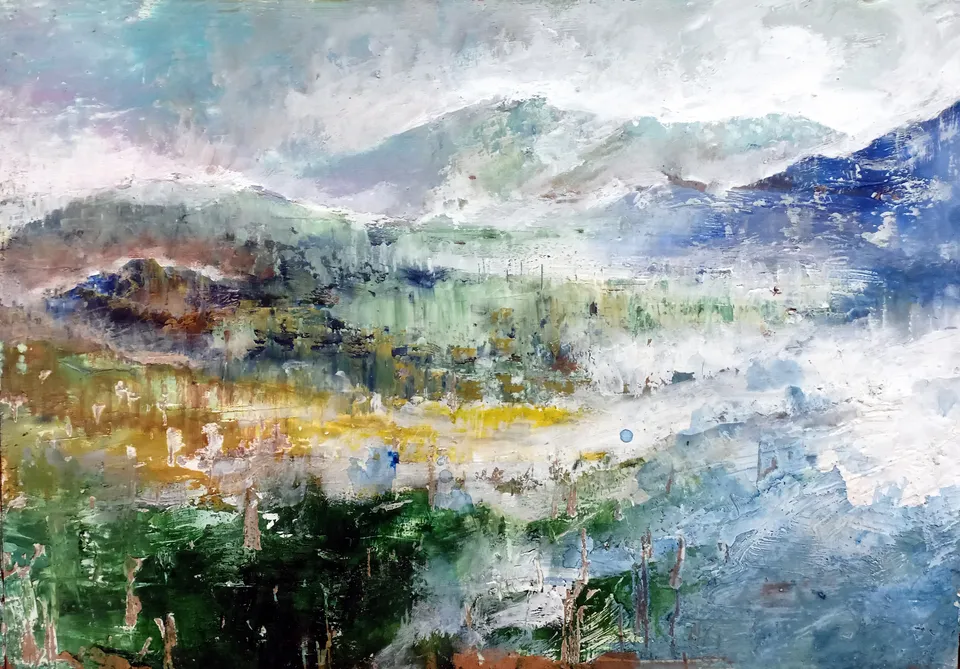 Francesco Santosuosso, Superpanorama 3, 2023, olio e acrilico su tavola
