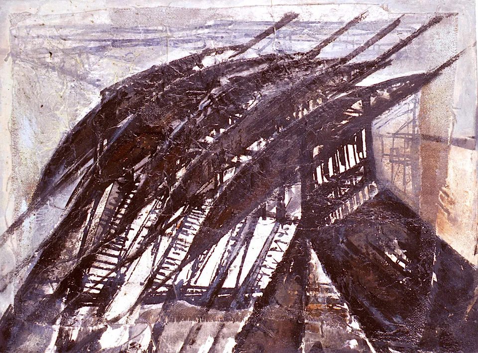 Francesco Santosuosso, Teleferica, 1997, acrilico su tavola