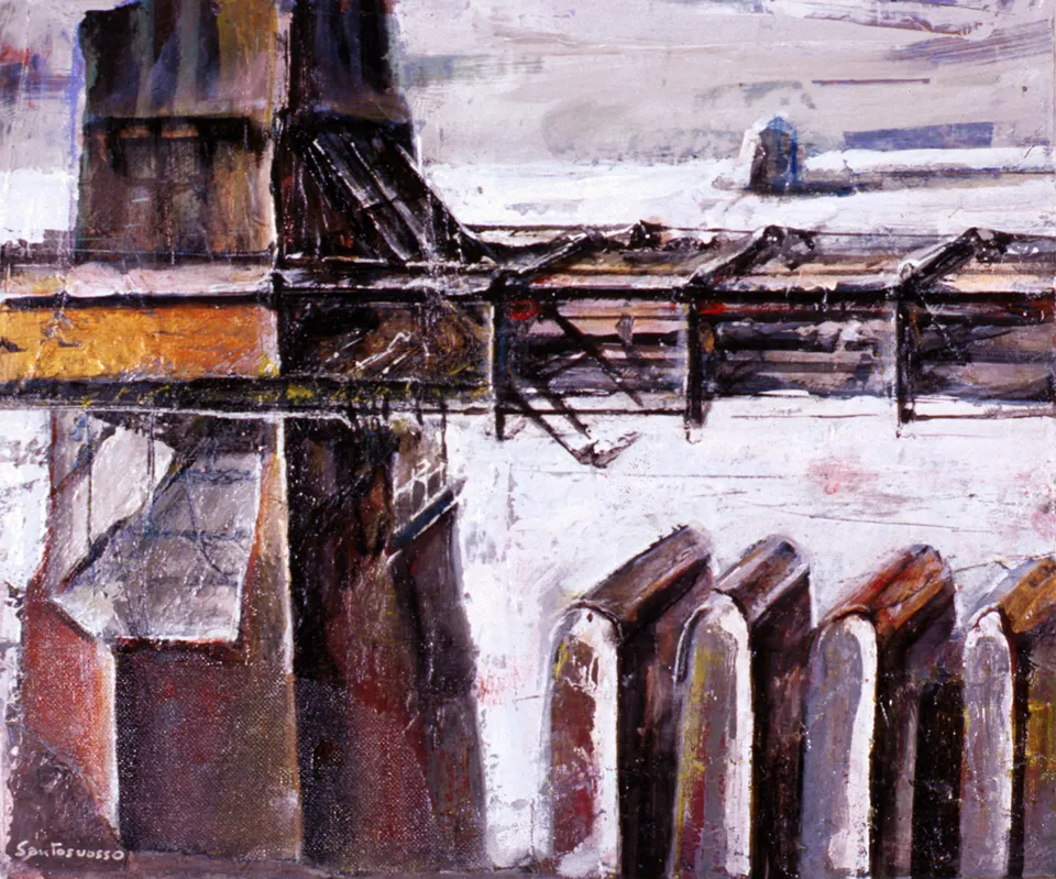 Francesco Santosuosso, Ticino, 2000, olio su tela, 35×50 cm