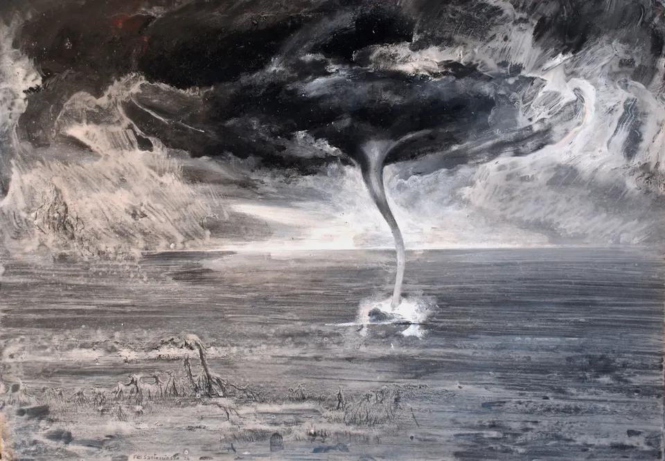 Francesco Santosuosso, Tromba marina, 2024, acrilico su carta, 35×50 cm