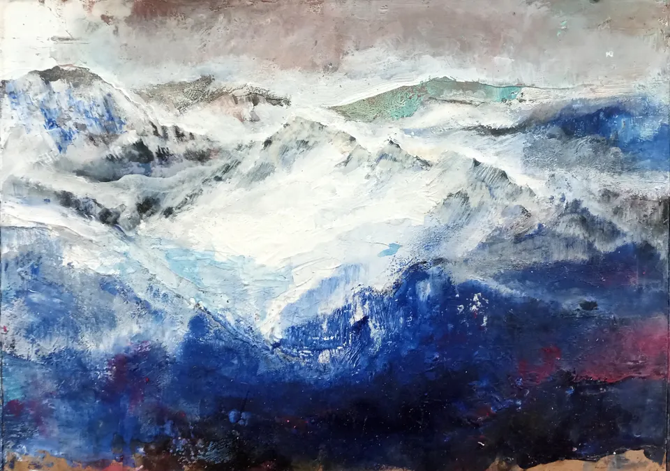 Francesco Santosuosso, Uperpanorama 5, 2023, olio e acrilico su tavola
