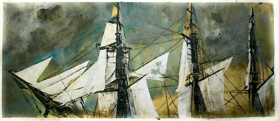 Francesco Santosuosso, Veliero, 2016, china, 50×100 cm